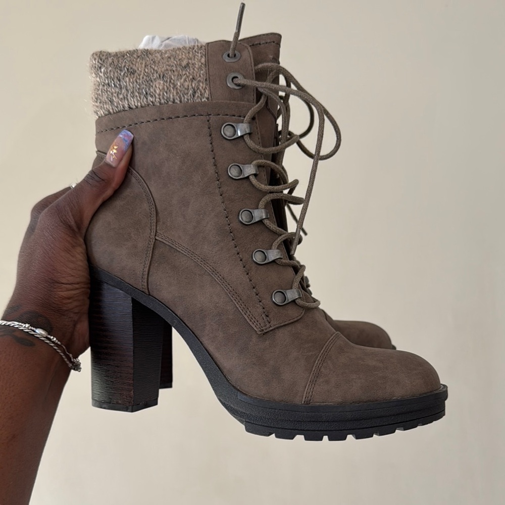 Lug Sole Lace-Up Ankle Booties